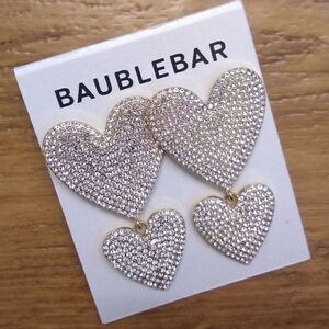 Baublebar Crystal Pave Double Heart Dangle Earrings